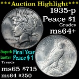 1935-p Peace Dollar $1 Superb luster Grades Choice+ Unc Great eye appeal (fc)