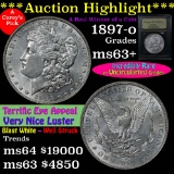 ***Auction Highlight*** Key date 1897-o Morgan Dollar $1 Graded Select+ Unc By USCG Well struck (fc)