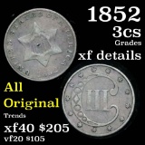 1852 3 Cent Silver 3cs Grades xf details