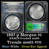 ANACS 1887-p Morgan Dollar $1 Graded ms63 By Anacs