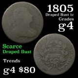 1805 Draped Bust Large Cent 1c Grades g, Good