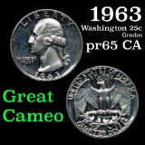 1963 Proof Washington Quarter 25c Grades pr65 CA