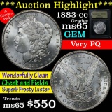 ***Auction Highlight*** 1883-cc Morgan Dollar $1 Graded Gem Unc by USCG. In