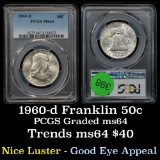 PCGS 1960-d Franklin Half Dollar 50c Graded ms64 By PCGS