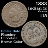 1883 Indian Cent 1c Grades f+