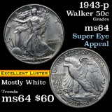 1943-p Walking Liberty Half Dollar 50c Grades Choice Unc