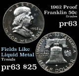 1962 Proof Franklin Half dollar 50c Grades Select Proof