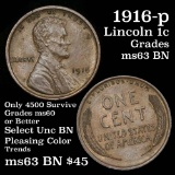 1916-p Lincoln Cent 1c Grades Select Unc BN