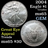 2004 Silver Eagle Dollar $1 Grades GEM Unc