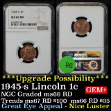 NGC 1945-s Lincoln Cent 1c Graded ms66 rd By NGC