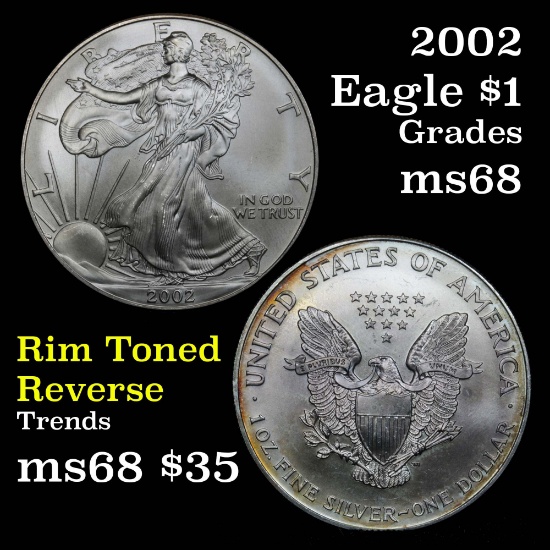 2002 Silver Eagle Dollar $1 Grades GEM+++ Unc