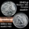 1943-p Walking Liberty Half Dollar 50c Grades Select+ Unc