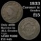 1833 Coronet Head Large Cent 1c Grades f+