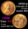 1950-p Lincoln Cent 1c Grades GEM Unc RD