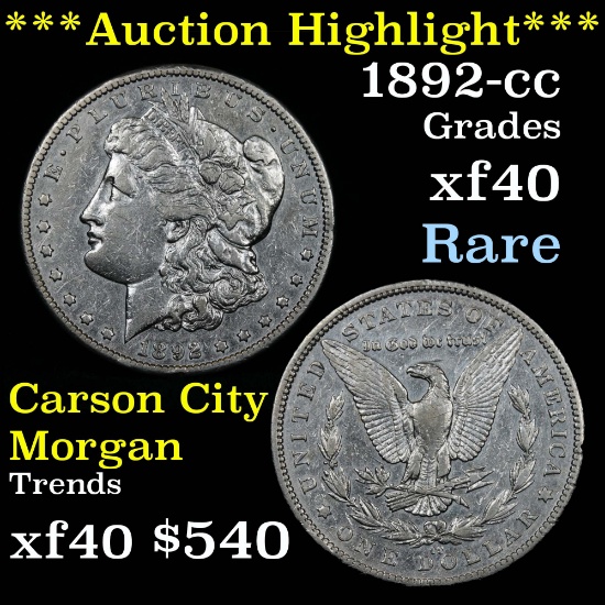 ***Auction Highlight*** 1892-cc Morgan Dollar $1 Grades xf (fc)