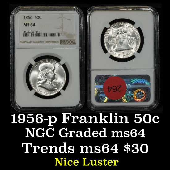 NGC 1956-p Franklin Half Dollar 50c Graded ms64 By NGC