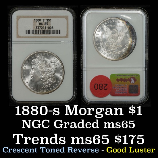NGC 1880-s Morgan Dollar $1 Graded ms65 By NGC