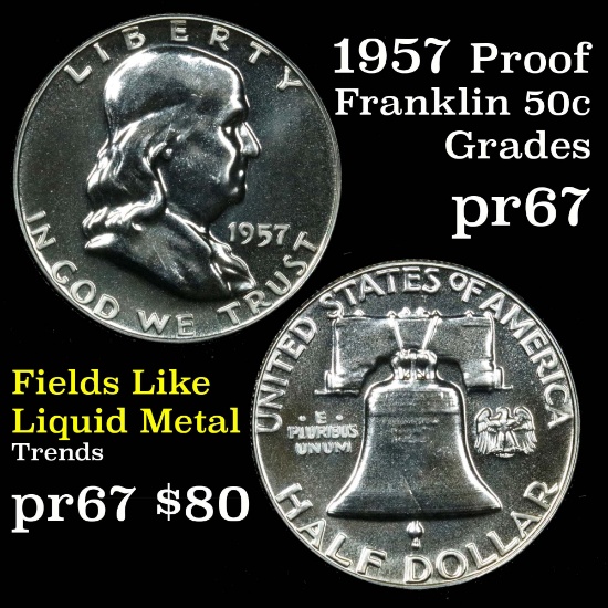 1957 Franklin Half Dollar 50c Grades GEM++ Proof