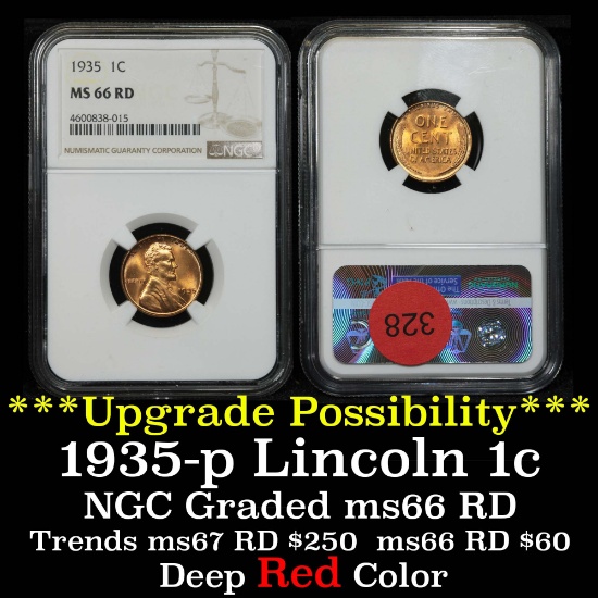 NGC 1935-p Lincoln Cent 1c Graded ms66 RD By NGC