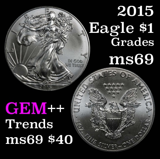 2015 Silver Eagle Dollar $1 Grades ms69