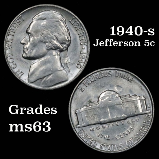 1940-s Jefferson Nickel 5c Grades Select Unc