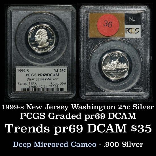 PCGS 1999-s New Jersey Silver State Quarter 25c Graded pr69 DCAM By PCGS