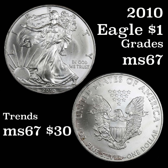 2010 Silver Eagle Dollar $1 Grades GEM++ Unc