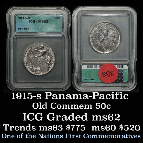 ***Auction Highlight*** 1915-s Panama Pacific Old Commem Half Dollar 50c Graded ms62 By ICG (fc)