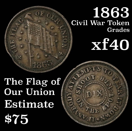 1863 The Flag of our Union Civil War Token Grades xf