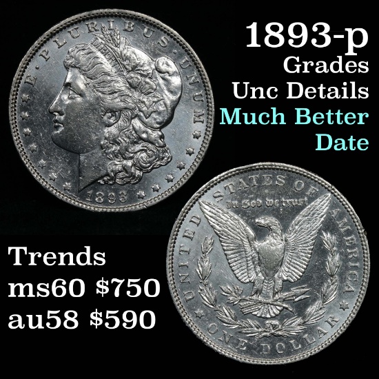 1893-p Morgan Dollar $1 Grades Unc Details (fc)
