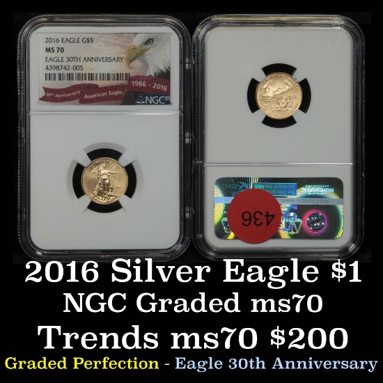 NGC 2016 Five Dollar Gold Eagle $5 Graded ms70 By NGC (fc)