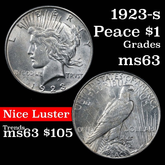 1923-s Peace Dollar $1 Grades Select Unc