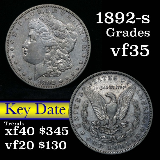 Key date 1892-s Morgan Dollar $1 Grades vf++ (fc)