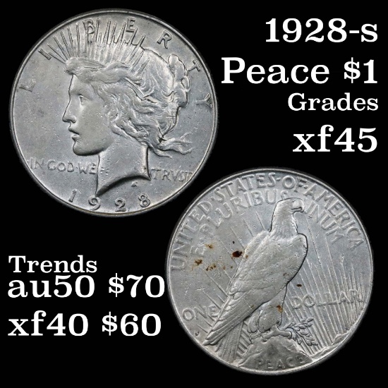 1928-s Peace Dollar $1 Grades xf+