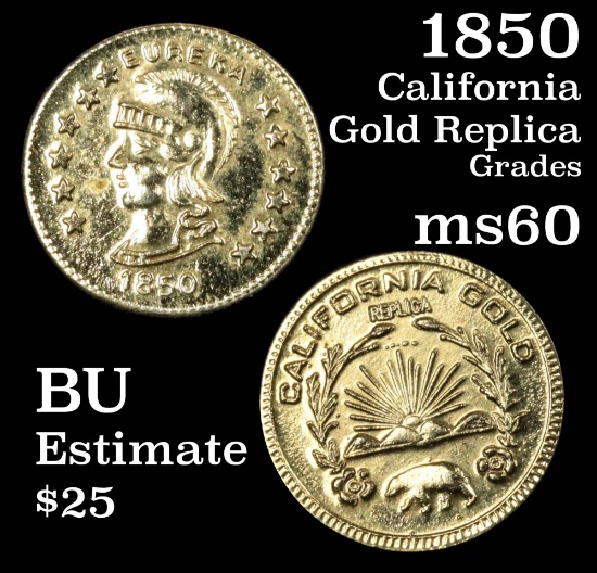 1850 California Gold Replica Grades BU, Brilliant Unc