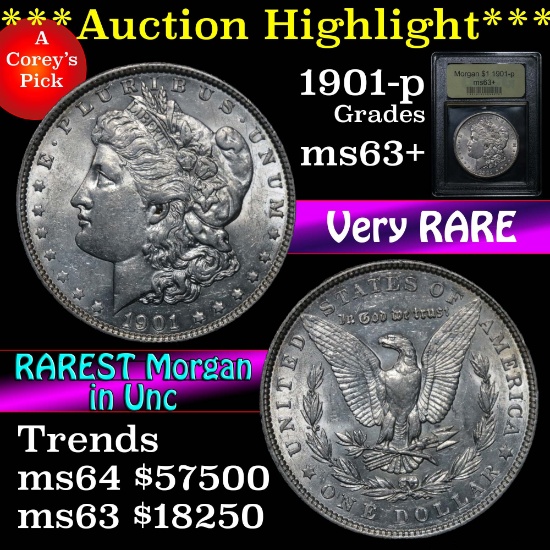 ***Auction Highlight*** 1901-p Morgan Dollar $1 Graded Select+ Unc by USCG (fc)