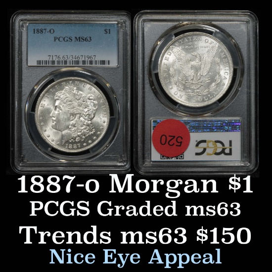 PCGS 1887-o Morgan Dollar $1 Graded ms63 By PCGS