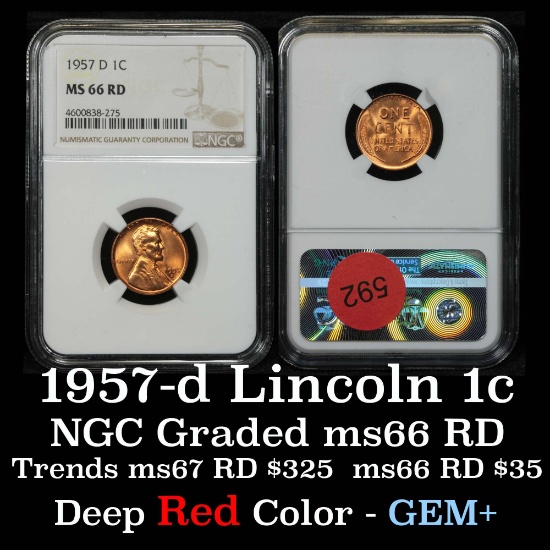 NGC 1957-d Lincoln Cent 1c graded ms63 By NGC