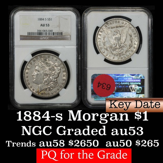 ***Auction Highlight*** NGC 1884-s Morgan Dollar $1 Graded au53 By NGC (fc)