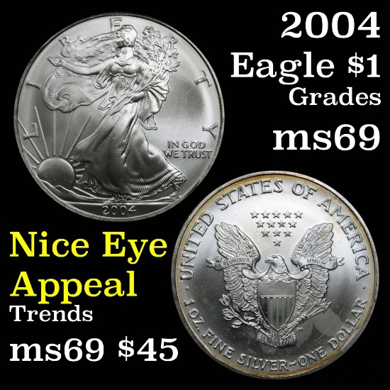 2004 Silver Eagle Dollar $1 Grades ms69
