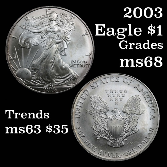2003 Silver Eagle Dollar $1 Grades GEM+++ Unc