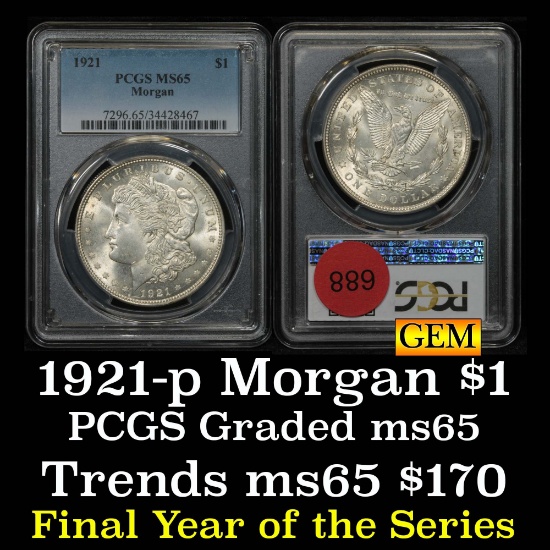 PCGS 1921-p Morgan Dollar $1 Graded ms65 By PCGS