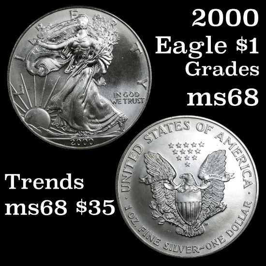 2000 Silver Eagle Dollar $1 Grades GEM+++ Unc