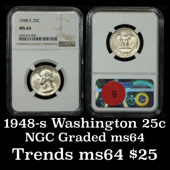 NGC 1948-s Washington Quarter 25c Graded ms64 By NGC