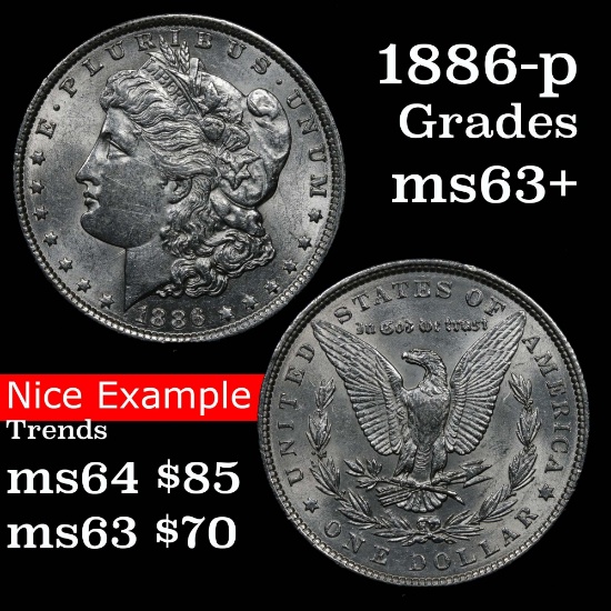1886-p Morgan Dollar $1 Grades Select+ Unc