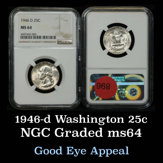 NGC 1946-d Washington Quarter 25c Graded ms64 By NGC