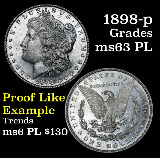 1898-p Morgan Dollar $1 Grades Select Unc PL