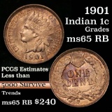 1901 Indian Cent 1c Grades GEM Unc RB (fc)