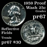 1959 Washington Quarter 25c Grades GEM++ Proof