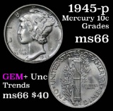 1945-p Mercury Dime 10c Grades GEM+ Unc